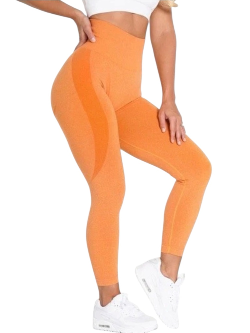 NVGTN Contour Seamless Leggings Sunset Orange High Rise Sculpting Gym S